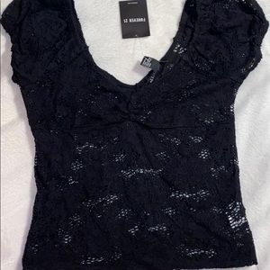 Black mesh cropped top